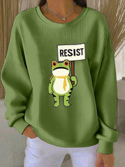 Women's Ribbed Round-Neck Sweatshirt