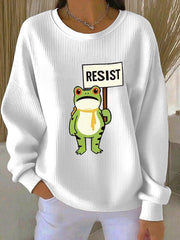 Women's Ribbed Round-Neck Sweatshirt