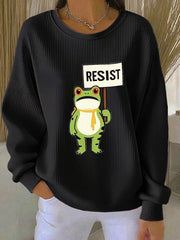 Women's Ribbed Round-Neck Sweatshirt