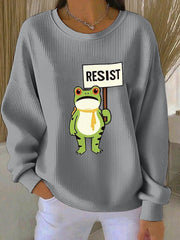 Women's Ribbed Round-Neck Sweatshirt