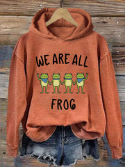 Women's Resist Frog Print Casual Hoodie