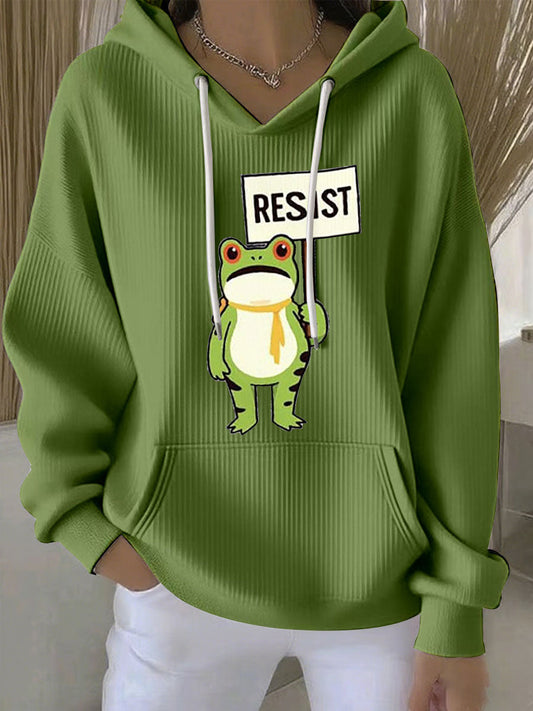 Women's Resist Frog Print Casual Hoodie