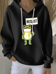 Women's Resist Frog Print Casual Hoodie
