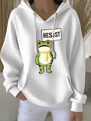 Women's Resist Frog Print Casual Hoodie