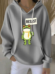 Women's Resist Frog Print Casual Hoodie