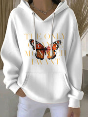Women's The Only Orange Monarch I Want Printed Casual Hoodie