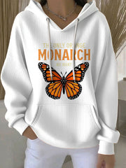 Women's The Only Orange Monarch We Want Printed Casual Hoodie