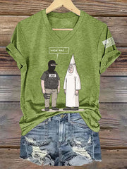 Women's Funny Abolish ICE Nice Hat V-Neck Tee