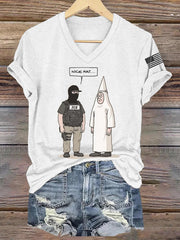 Women's Funny Abolish ICE Nice Hat V-Neck Tee