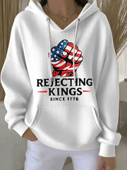 Women's No Kings Print Casual Hoodie