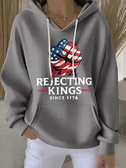 Women's No Kings Print Casual Hoodie
