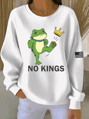 Women's No Kings Resist Frog Print Casual Sweatshirt