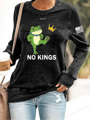 Women's No Kings Resist Frog Print Sweatshirt