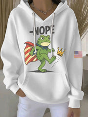 Women's No Kings Resist Frog Print Casual Hoodie