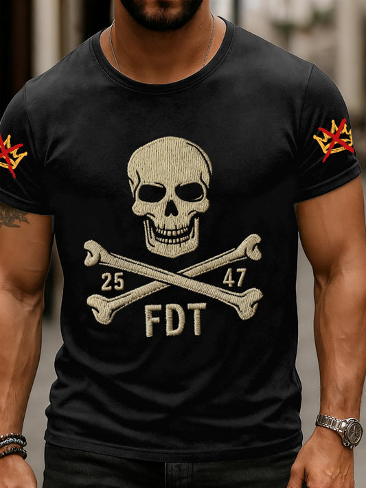 Men's 2547 FDT No Kings Protest Skull Print Tee