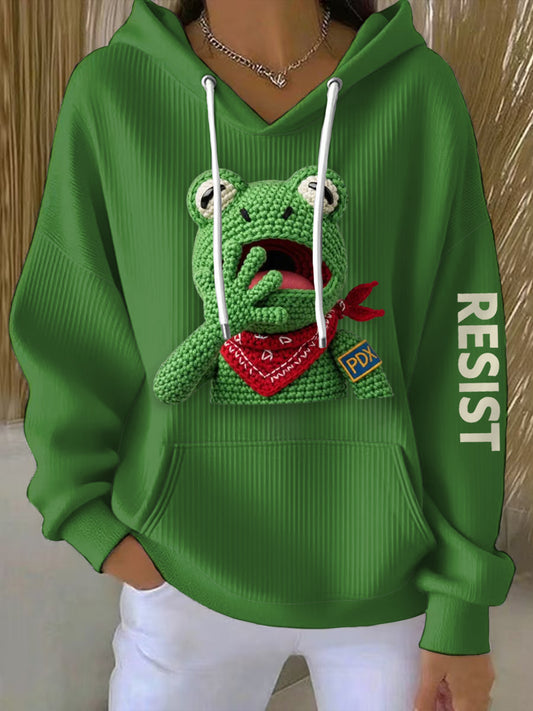 Women's Portland Frog Crochet Art  Hoodie