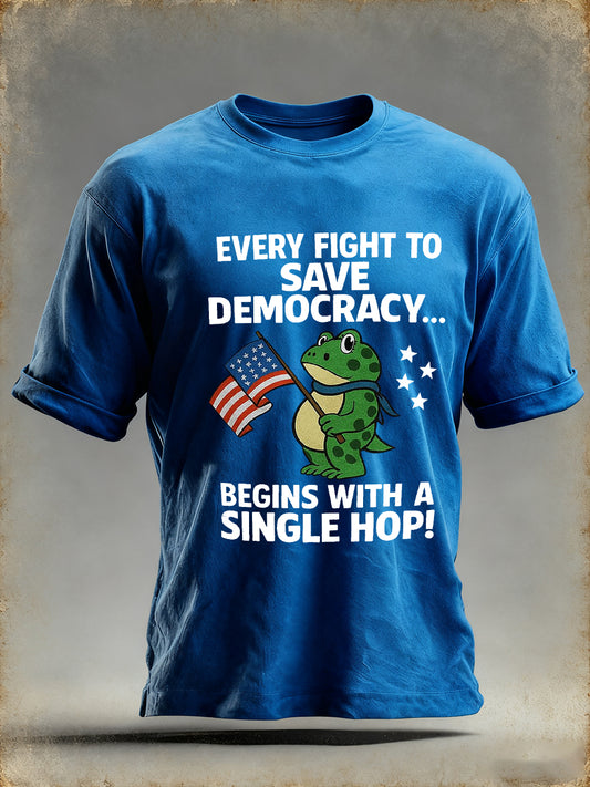 Men's Resist Frog No Kings In America Printed Short Sleeve T-shirt