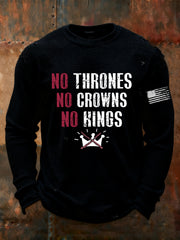Men's No Thrones No Crowns No Kings Printed Waffle Long Sleeve T-Shirt