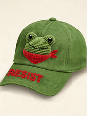 Unisex Portland Frog Crochet Art  Cap