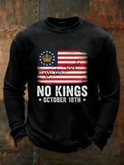 Men's No Kings Waffle Print Casual T-Shirt