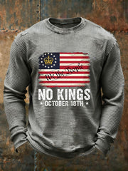 Men's No Kings Waffle Print Casual T-Shirt