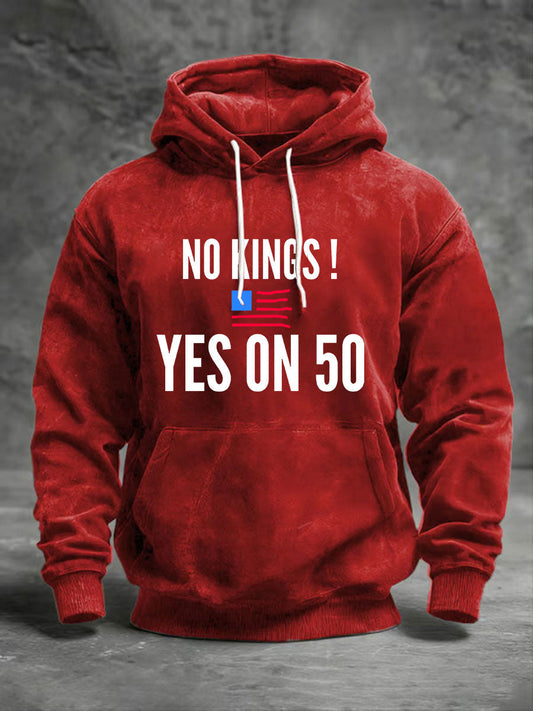 Men's No Kings Printed Casual Hoodie
