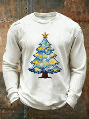 Men's Christmas Tree Waffle Print Casual T-Shirt