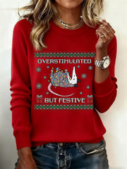 Women's Overstimulated But Festive Possum Christmas Sweater