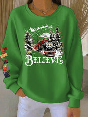 Women's Retro 90s Christmas Movie Ribbed Round-Neck Sweatshirt