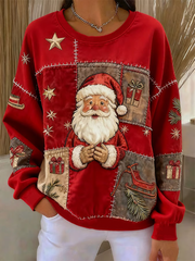 Women's Santa Claus Patchwork Print Regular Sweatshirt