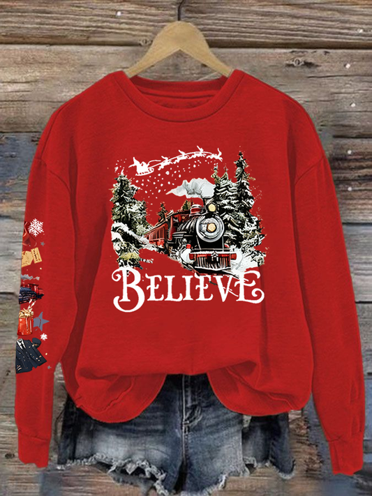 Women's Retro 90s Christmas movie print polyester sweatshirt