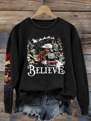 Women's Retro 90s Christmas movie print polyester sweatshirt