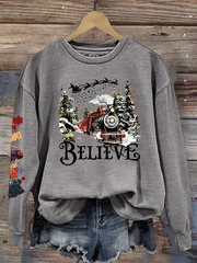 Women's Retro 90s Christmas movie print polyester sweatshirt