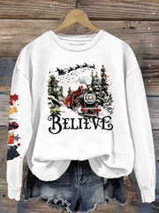 Women's Retro 90s Christmas movie print polyester sweatshirt