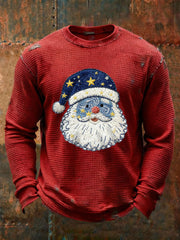 Men's Santa Claus Waffle Print Casual T-Shirt