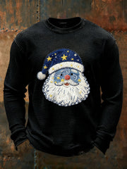 Men's Santa Claus Waffle Print Casual T-Shirt