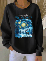 Women's Christmas Night Scene Printed Casual Sweatshirt