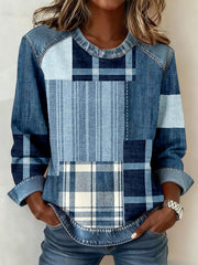 Women's Simple Patchwork Design Sweatshirt