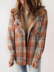 Women's Warm Plush Plaid Hooded Jacket