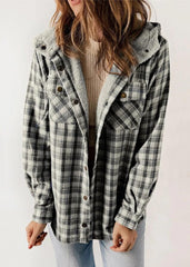 Women's Warm Plush Plaid Hooded Jacket