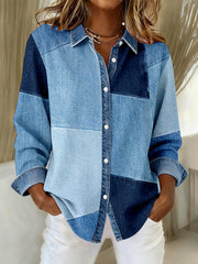 Women's Denim Patchwork Design Shirt