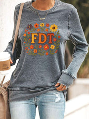 Women's Retro FDT Floral Print Sweatshirt