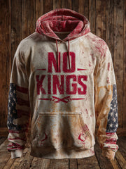 Men's No Kings Printed Casual Hoodie