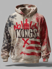 Men's No Kings Printed Casual Hoodie