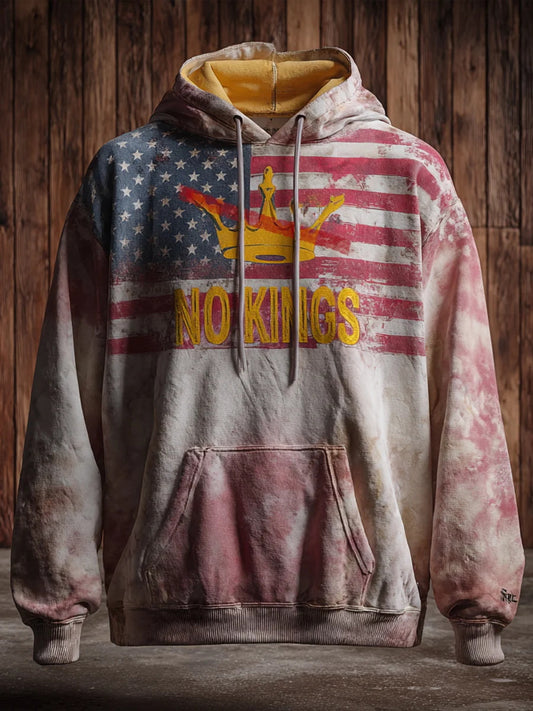 Men's No Kings Printed Casual Hoodie