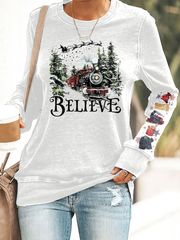 Women's 90s Retro Christmas Movie Print fitted sweatshirt