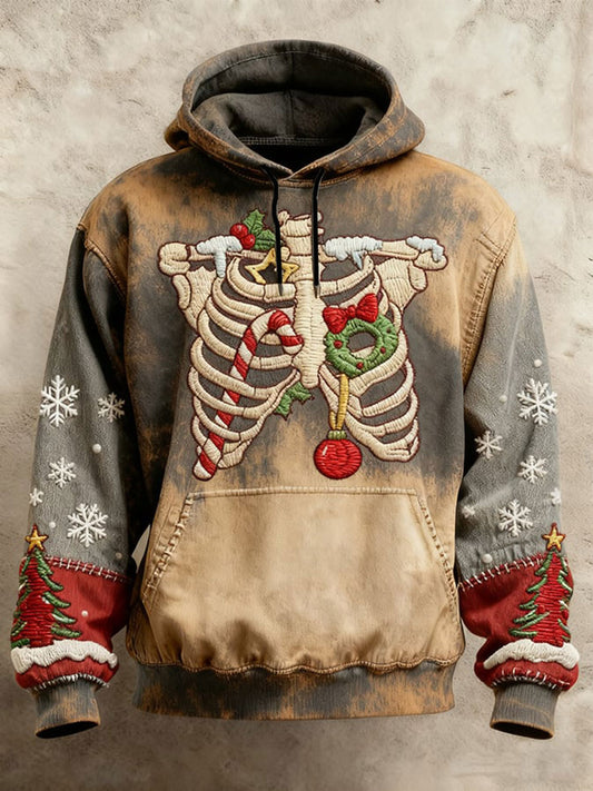 Men's Retro Christmas Skull Hoodie