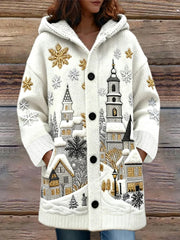 Women's Christmas Snow Scene Casual Hooded Jacket