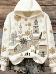 Women's Christmas Snow Scene Plush Casual Top