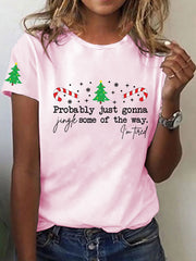 Women's Funny Christmas Probably Just Gonna Jingle Some of the Way, I'm Tired Short Sleeve T-Shirt